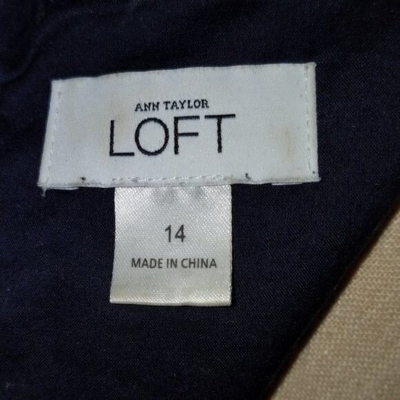 Loft Dress Ann Taylor Navy Circle Sleeveless Women's Woman's Size 14 - Picture 5 of 8